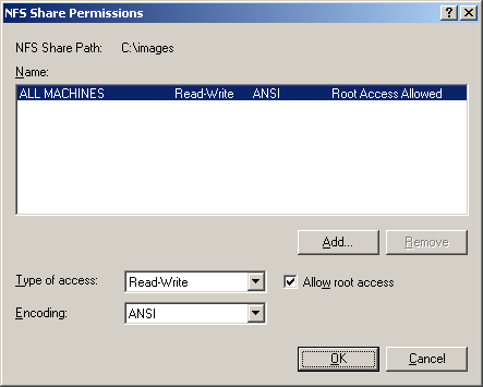 Permissions in NFS web projects