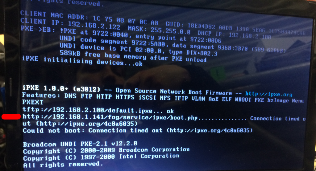 tftp client timed out efi boot