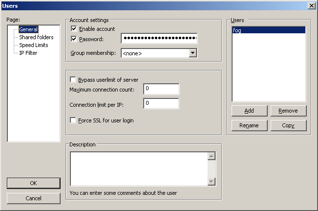 Create fog account and make sure this is the same password for your Management password